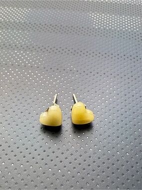 Yellow Heart Stud Earrings